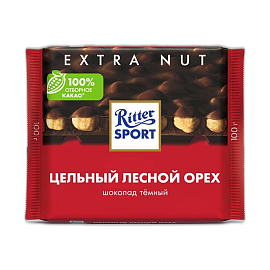 Риттер Спорт Extra Nut темный с цельным орехом 100 г