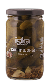 Огурцы Iska корнишоны с зеленью 370 г