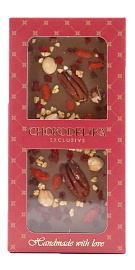 Шоколад молочный с украшением "Пекан, вишня, фундук" 100 г