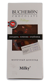 Бушерон молочный шоколад с миндалем, клюквой и клубникой 85 г