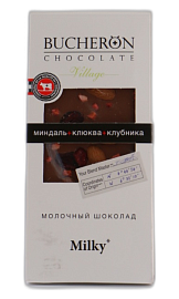Бушерон молочный шоколад с миндалем, клюквой и клубникой 85 г